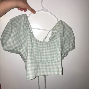 RSQ Light Green Gingham Women's Blouse
